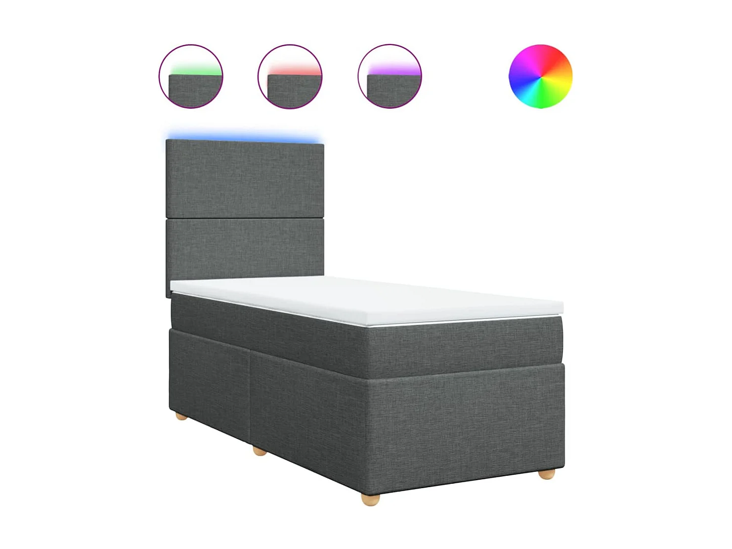 Boxspringbett mit Matratze Dunkelgrau 90x190 cm Stoff