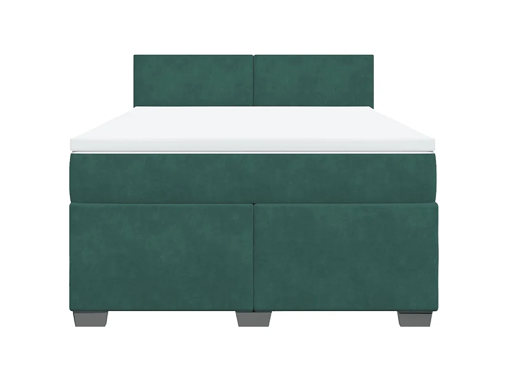 Cama box spring con colchón terciopelo verde oscuro 140x200 cm