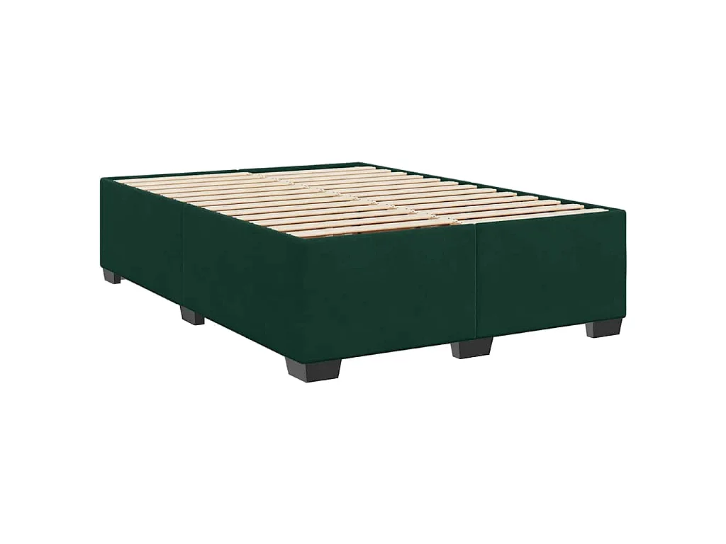 Cama box spring con colchón terciopelo verde oscuro 140x200 cm