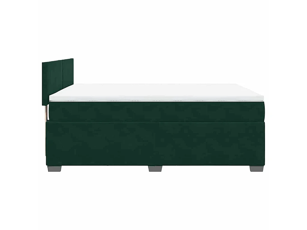 Cama box spring con colchón terciopelo verde oscuro 140x200 cm