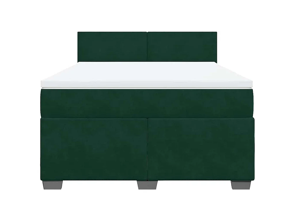 Boxspring met matras fluweel donkergroen 140x200 cm