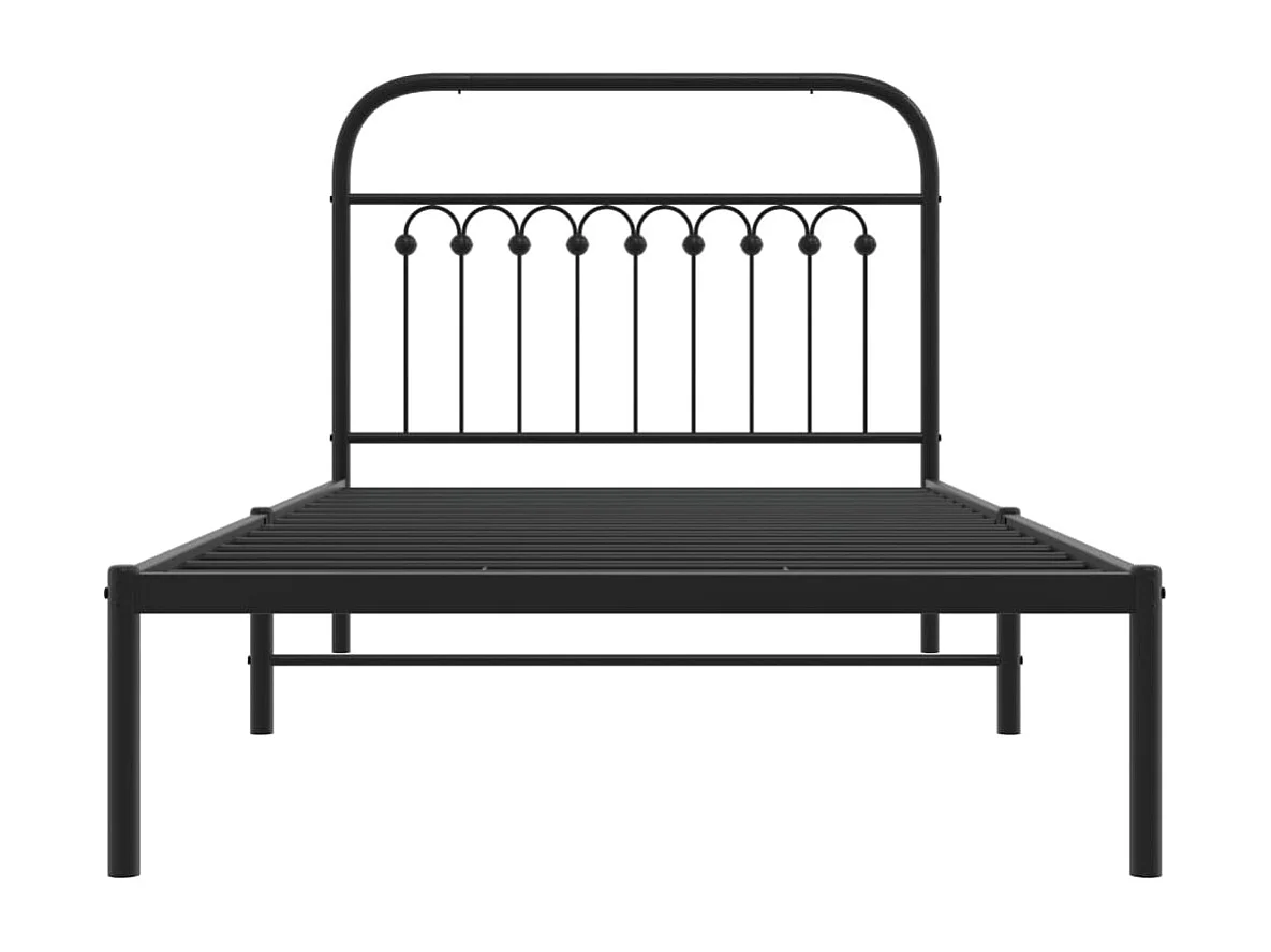 Cadre de lit métal sans matelas avec tête de lit noir 100x200cm