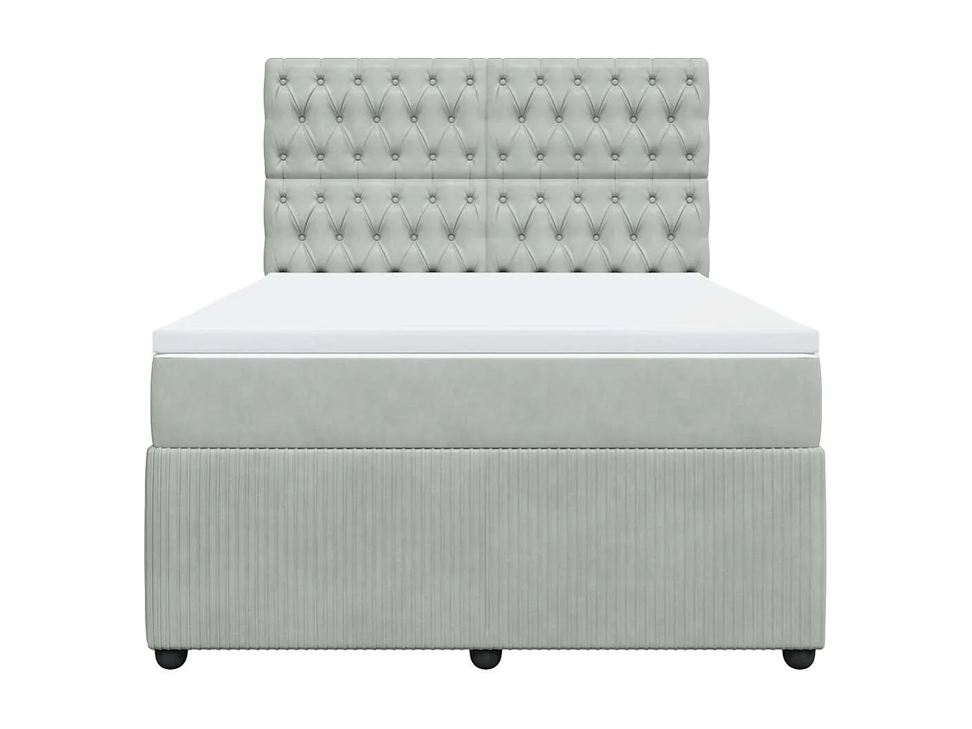 Cama com molas/colchão 140x200 cm veludo cinzento-claro