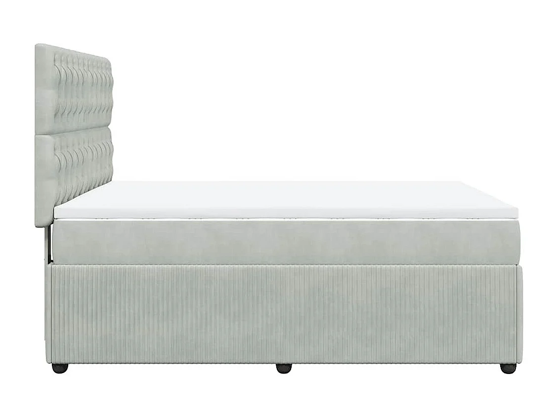 Cama com molas/colchão 140x200 cm veludo cinzento-claro