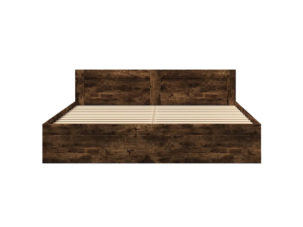 Bedframe met hoofdeinde bewerkt hout gerookt eiken 200x200 cm