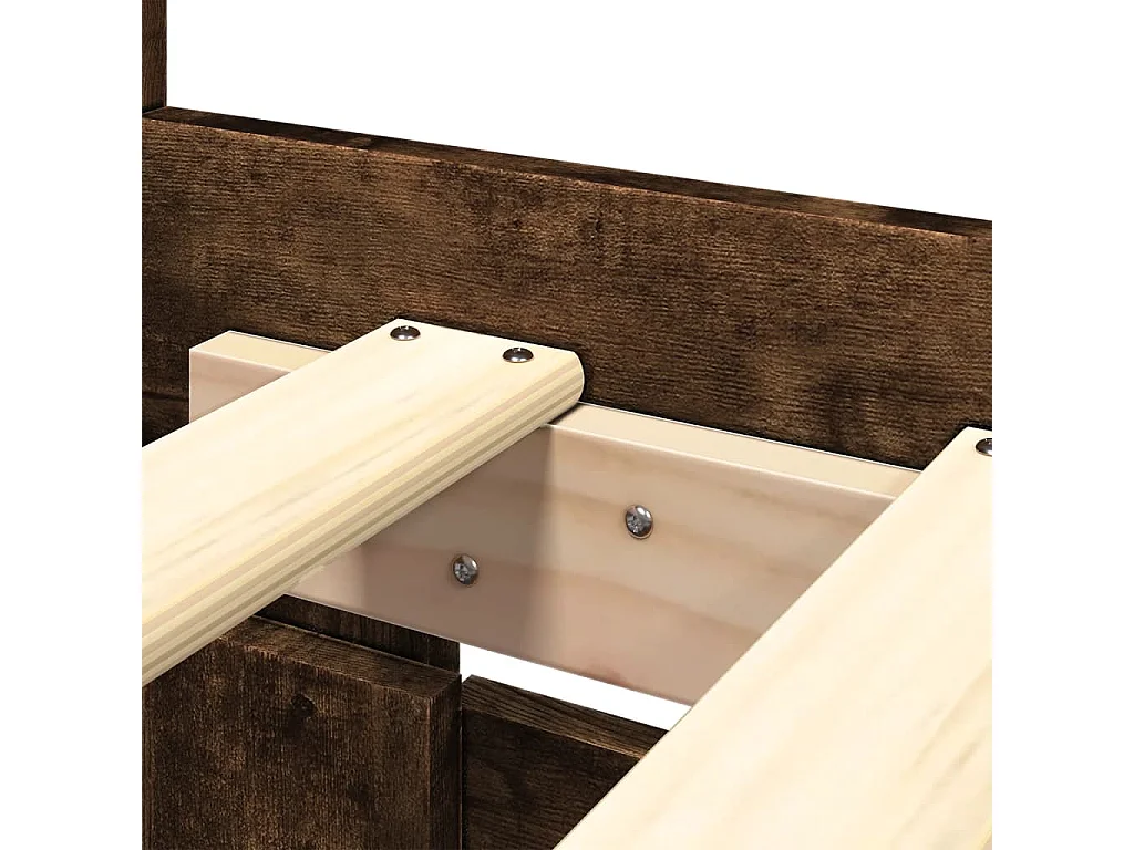 Bedframe met hoofdeinde bewerkt hout gerookt eiken 200x200 cm