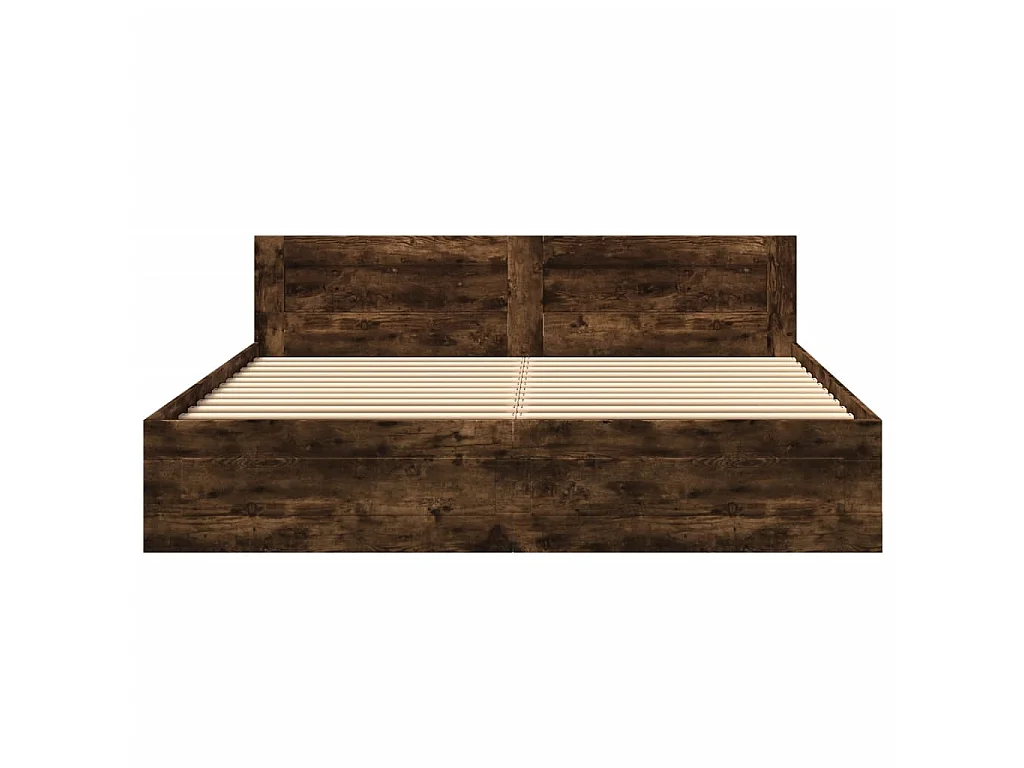 Bedframe met hoofdeinde bewerkt hout gerookt eiken 200x200 cm