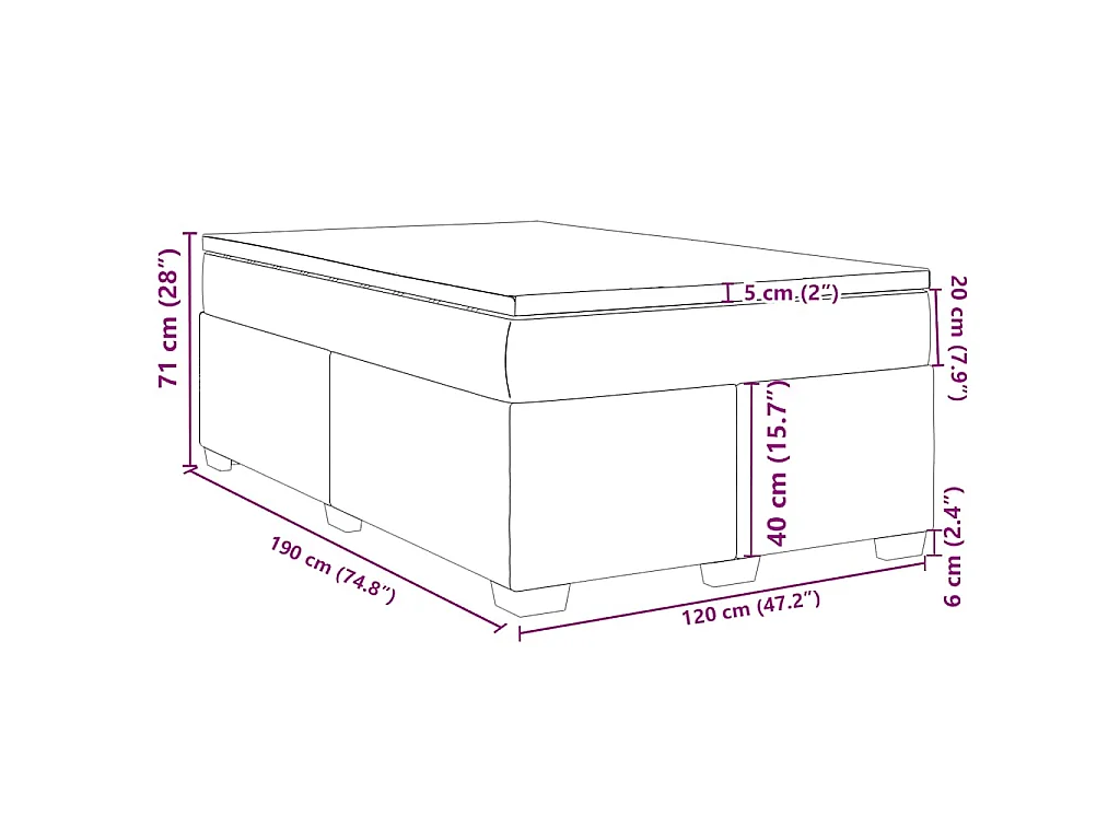 Cama box spring con colchón terciopelo verde oscuro 120x190 cm