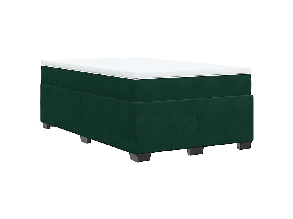 Cama box spring con colchón terciopelo verde oscuro 120x190 cm