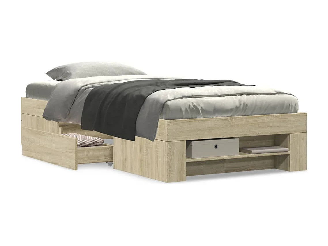 Cadre de lit sans matelas chêne sonoma 90x190 cm