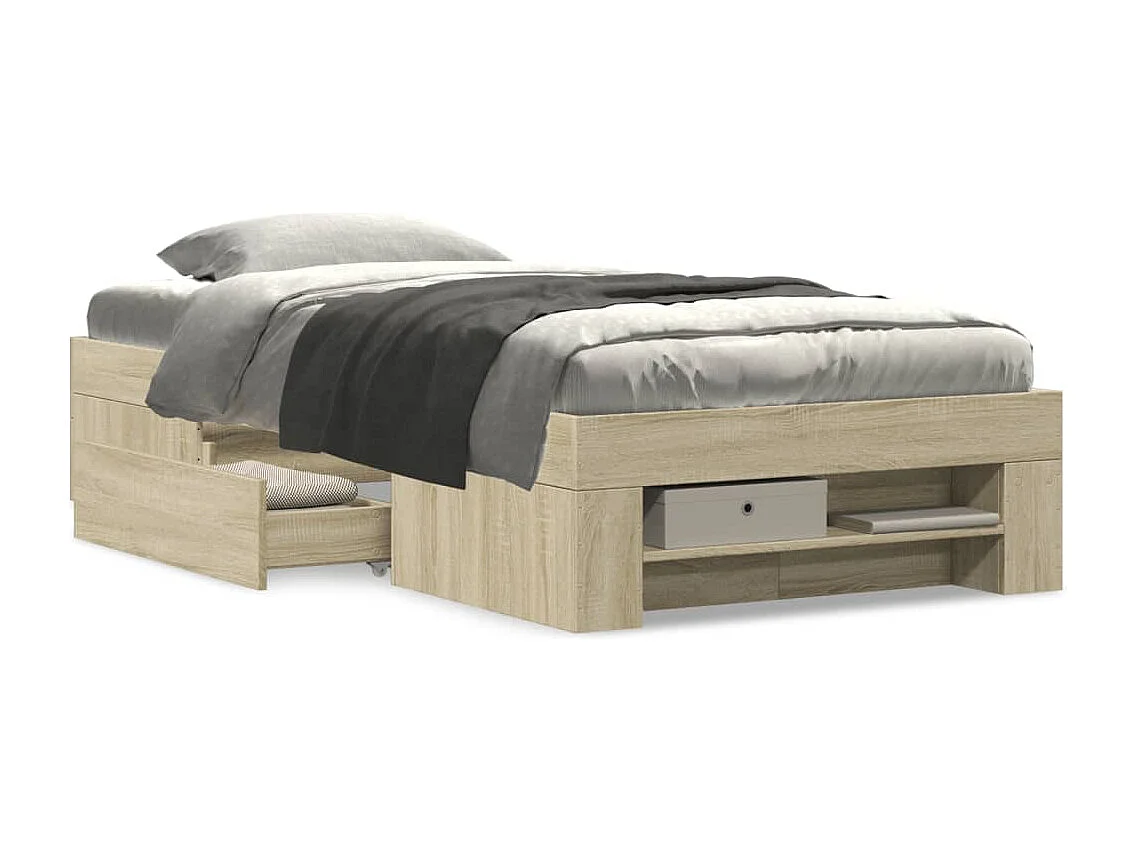 Cadre de lit sans matelas chêne sonoma 90x190 cm