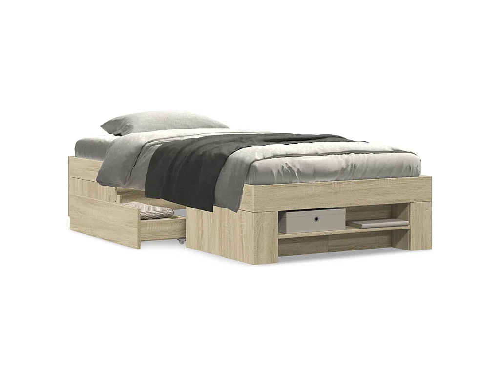Cadre de lit sans matelas chêne sonoma 90x190 cm