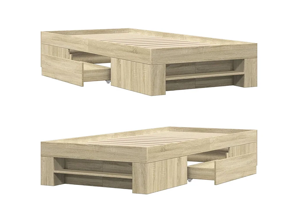 Cadre de lit sans matelas chêne sonoma 90x190 cm