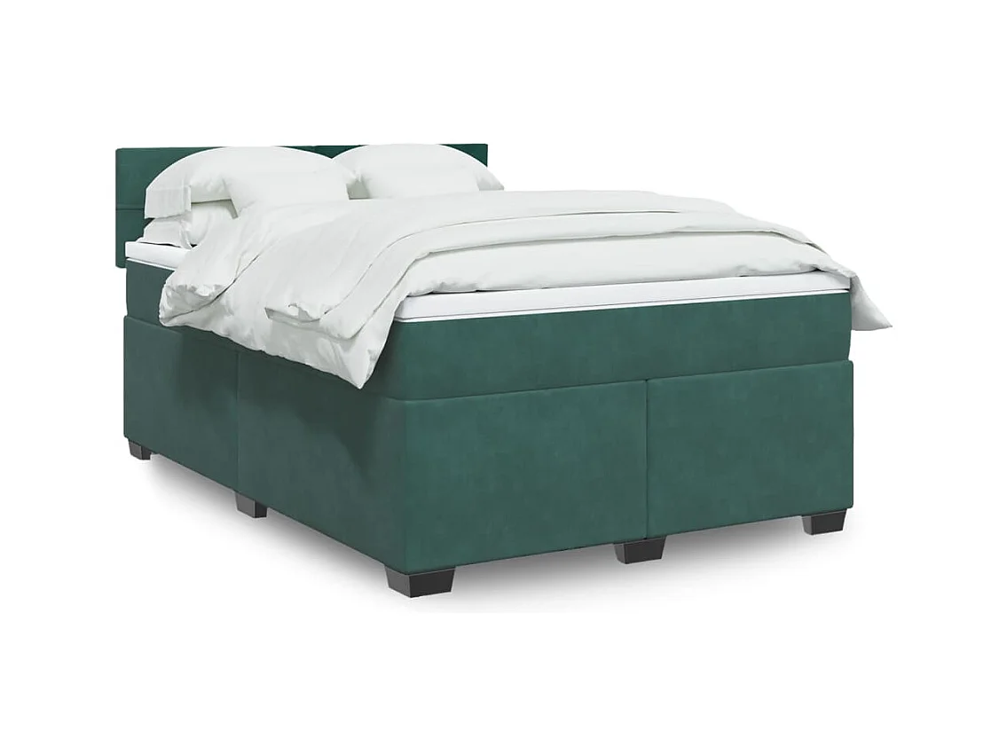Sommier à lattes de lit et matelas Vert foncé 140x190cm Velours