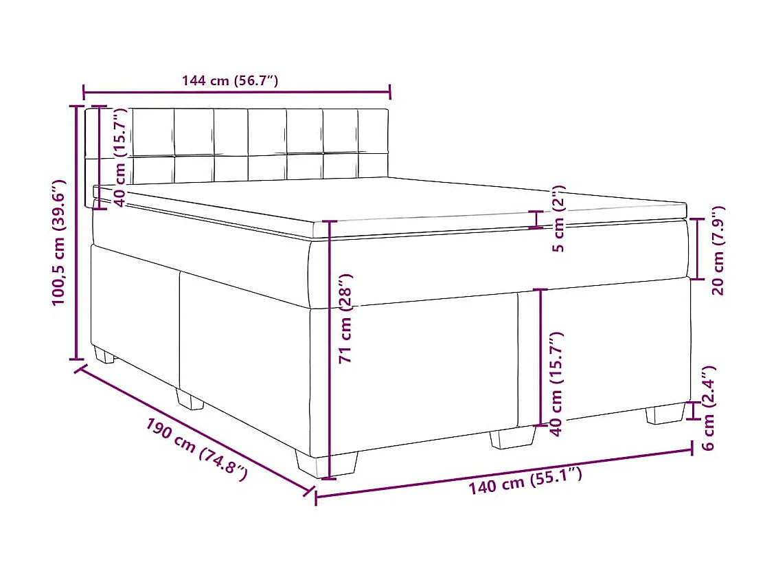 Boxspringbett mit Matratze Dunkelgrün 140x190 cm Samt