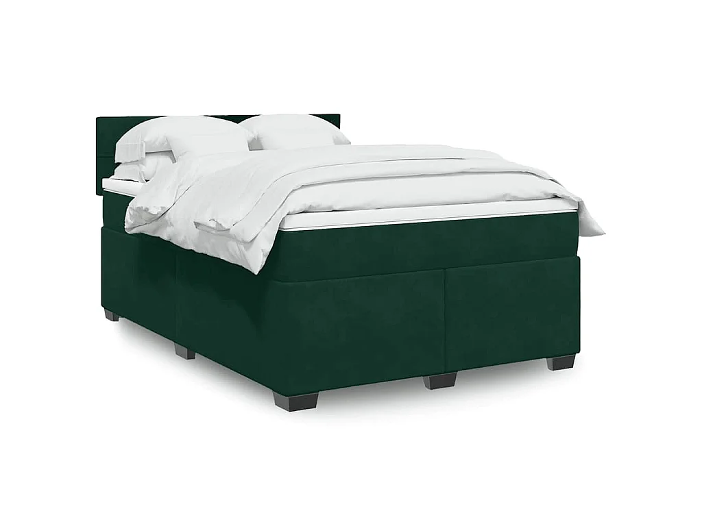 Giroletto a Molle con Materasso Verde Scuro 140x190 cm Velluto