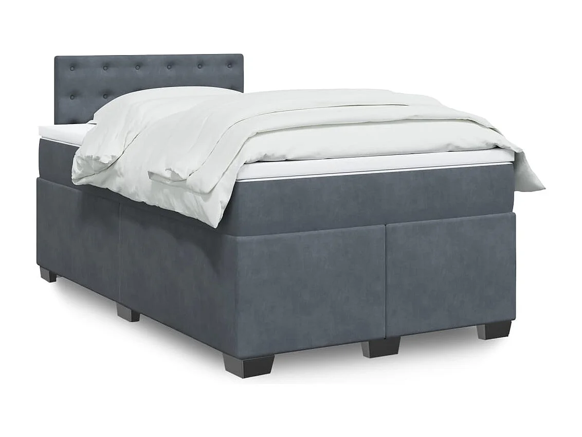Giroletto a Molle con Materasso Grigio Scuro 120x190 cm Velluto