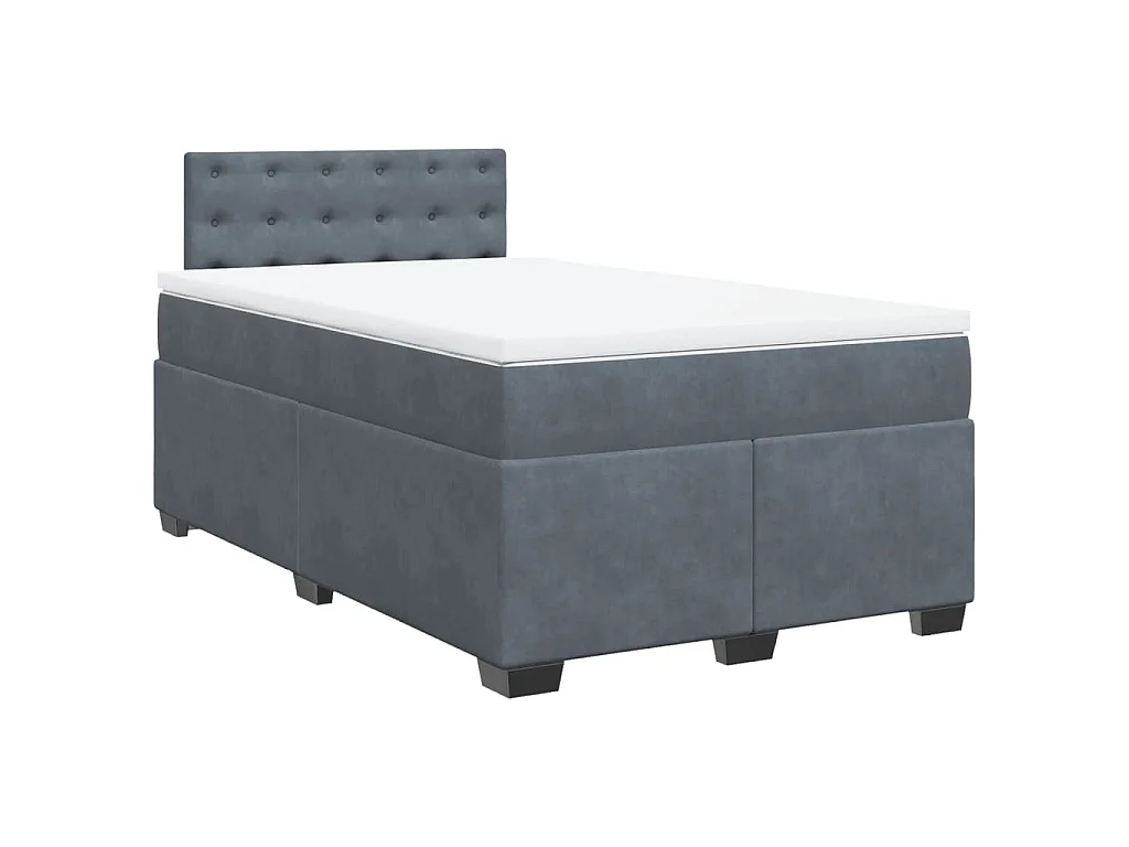 Cama box spring con colchón terciopelo gris oscuro 120x190 cm