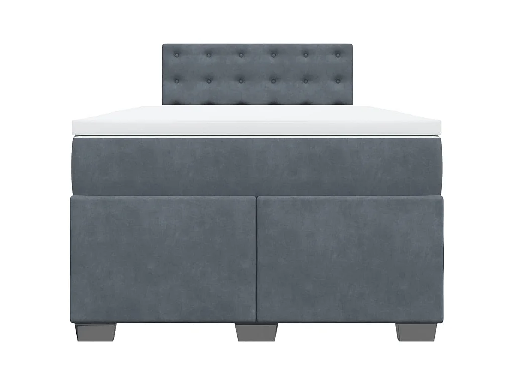 Cama box spring con colchón terciopelo gris oscuro 120x190 cm