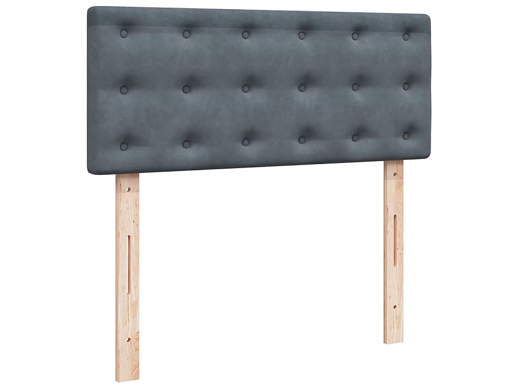 Cama box spring con colchón terciopelo gris oscuro 120x190 cm