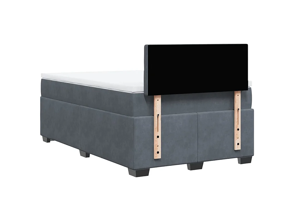 Cama box spring con colchón terciopelo gris oscuro 120x190 cm