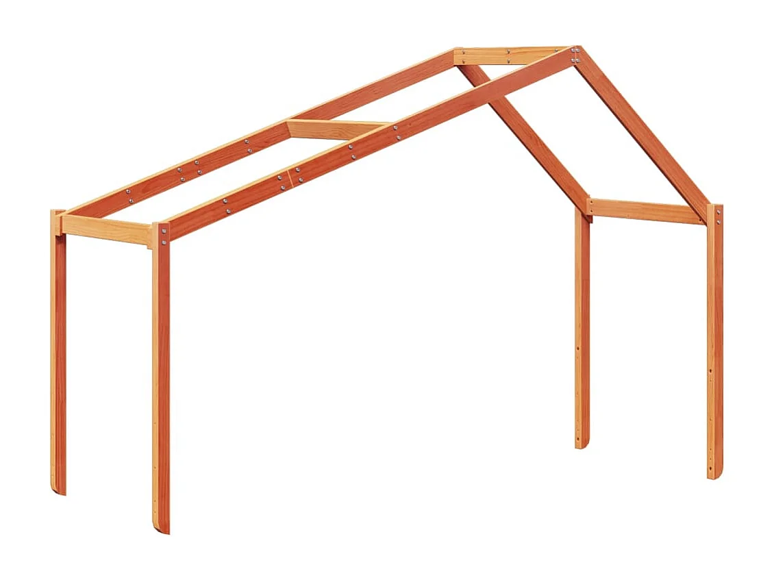 Hoogslaper met dak massief grenenhout wasbruin 90x190 cm