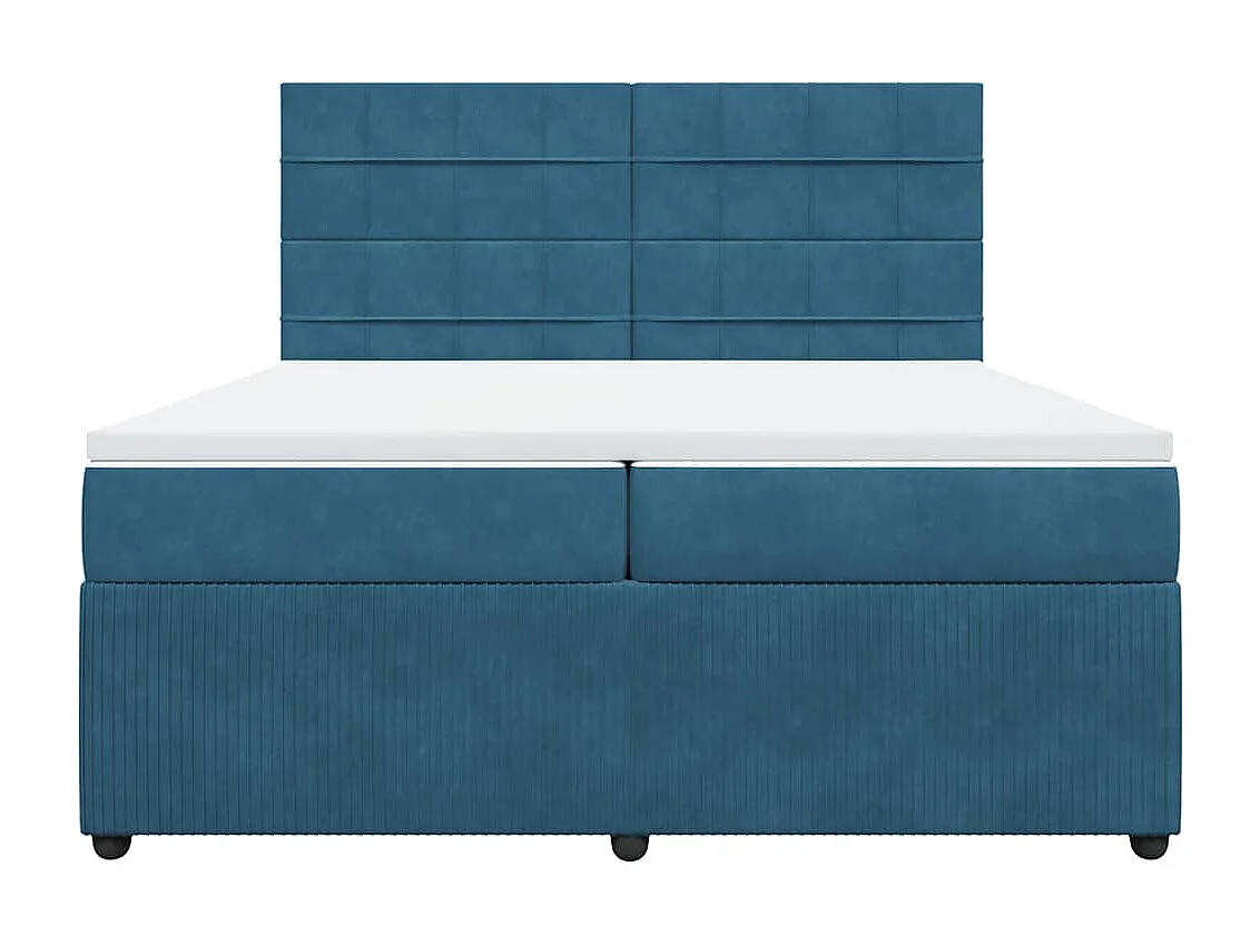 Giroletto a Molle con Materasso Blu 200x200 cm in Velluto