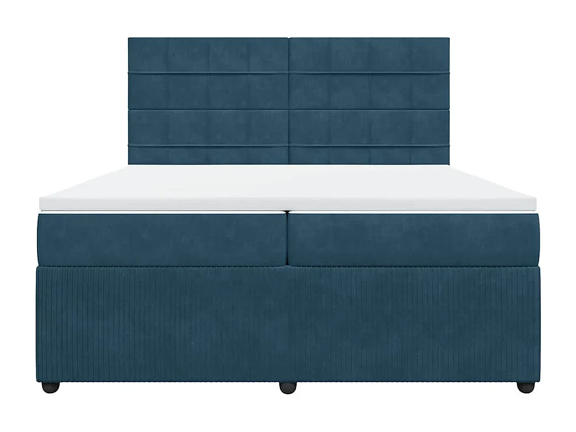 Giroletto a Molle con Materasso Blu 200x200 cm in Velluto