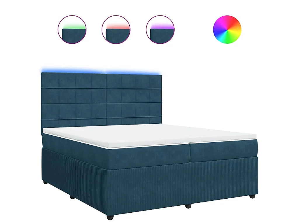 Cama box spring con colchón terciopelo azul 200x200 cm