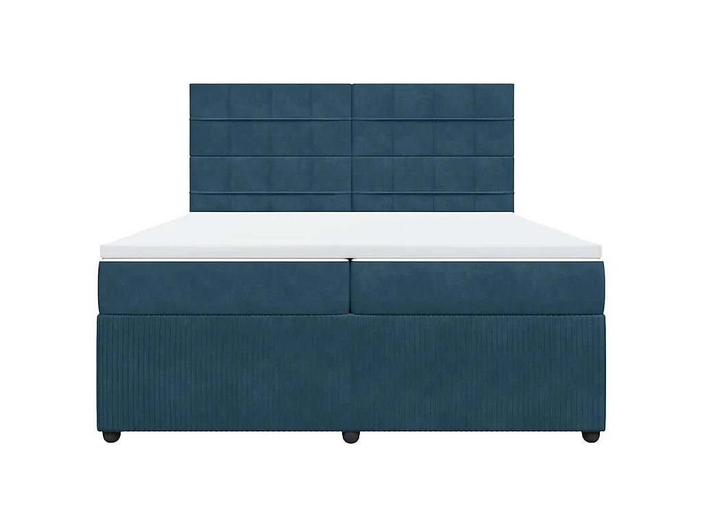 Cama box spring con colchón terciopelo azul 200x200 cm