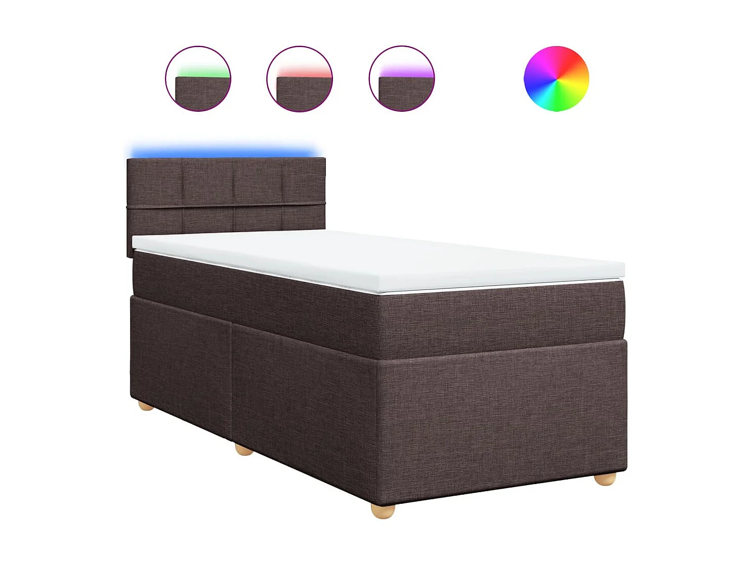 Boxspring met matras stof donkerbruin 90x190 cm