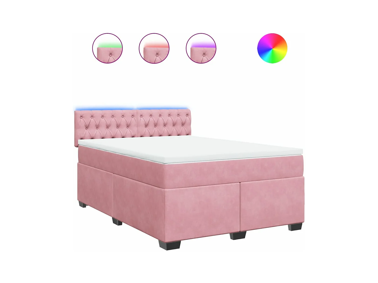 Sommier à lattes de lit avec matelas Rose 140x200 cm Velours