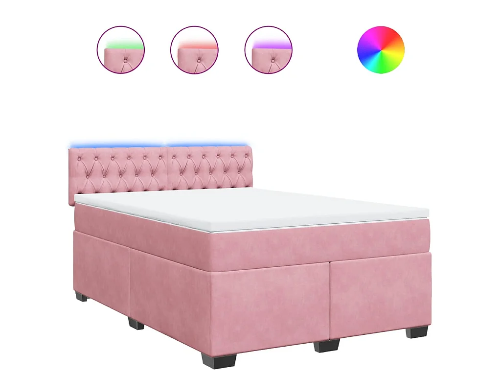 Boxspring met matras fluweel roze 140x200 cm