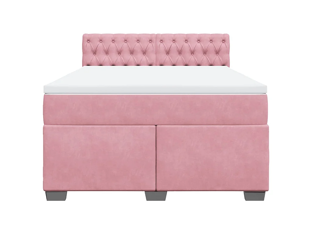 Boxspring met matras fluweel roze 140x200 cm