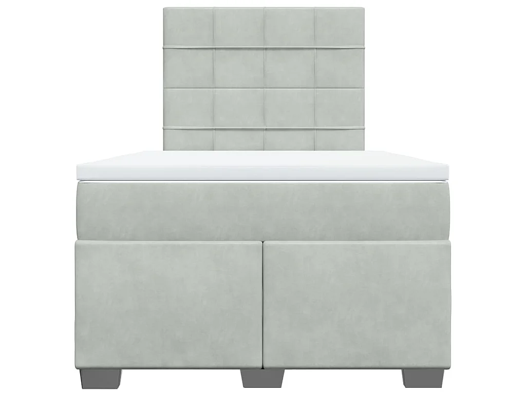 Cama boxspring c/ colchão 120x200 cm veludo cinzento-claro