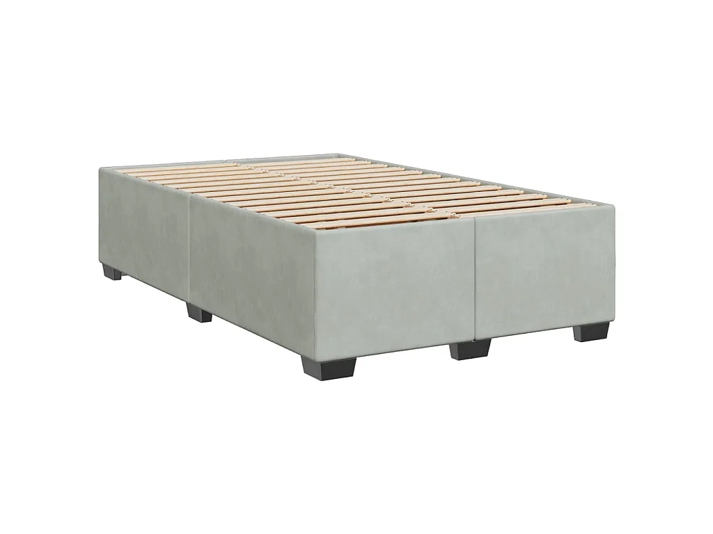 Cama boxspring c/ colchão 120x200 cm veludo cinzento-claro