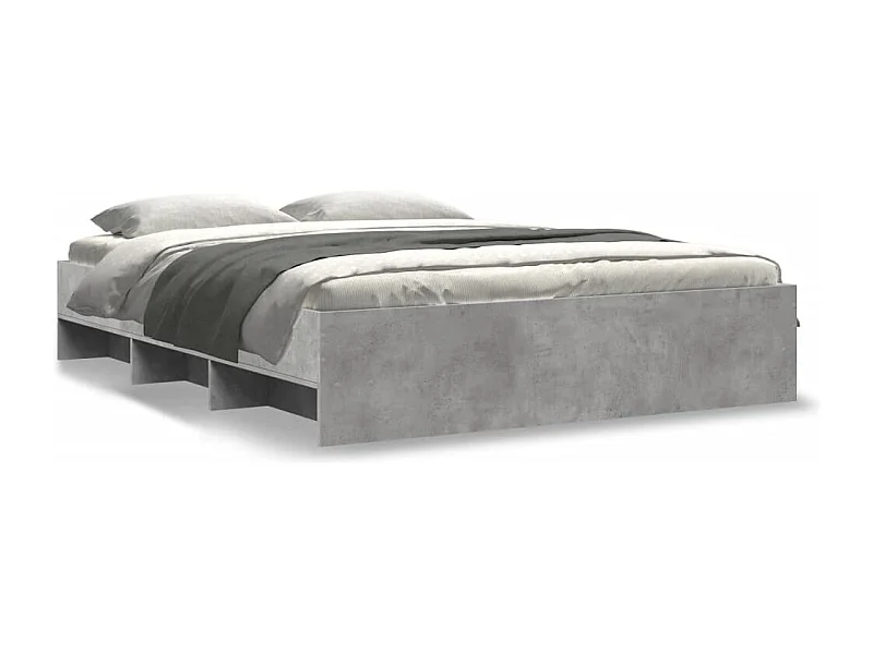Cadre de lit sans matelas gris béton 160x200 cm bois ingénierie