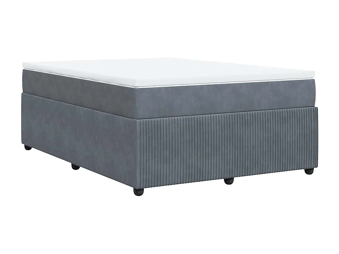 Sommier à lattes de lit et matelas Gris foncé 160x200cm Velours