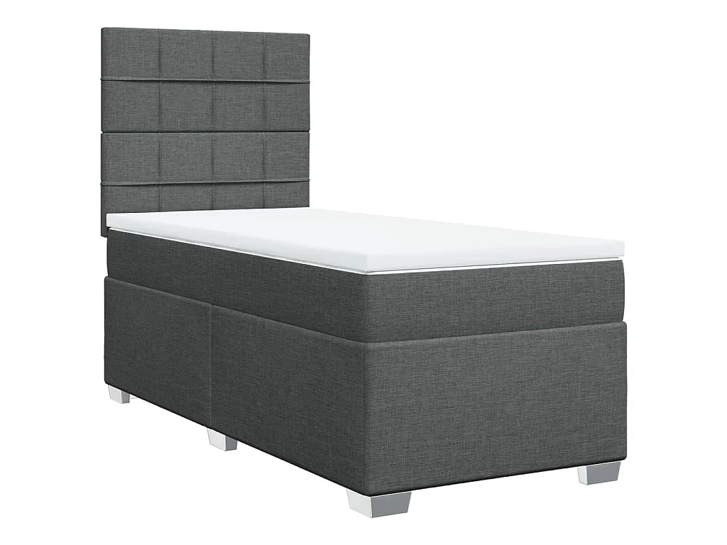 Boxspringbett mit Matratze Dunkelgrau 80x200 cm Stoff