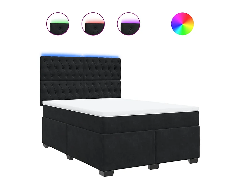 Boxspringbett mit Matratze Schwarz 140x200 cm Samt