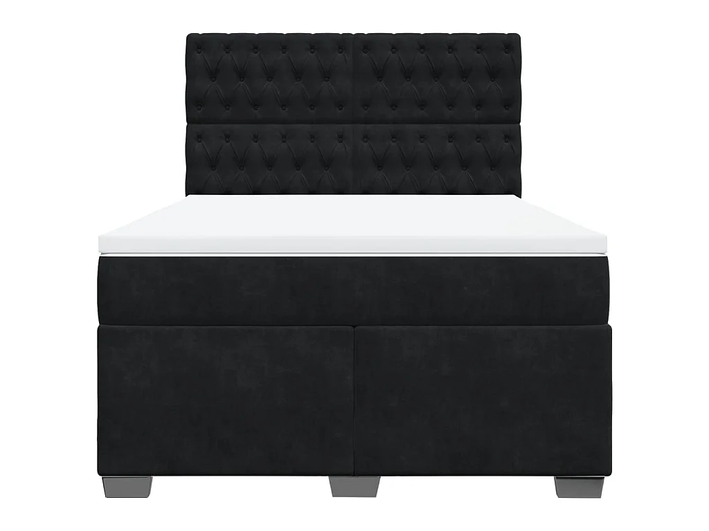 Boxspringbett mit Matratze Schwarz 140x200 cm Samt