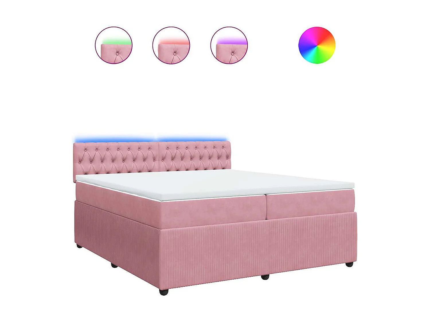 Sommier à lattes de lit avec matelas Rose 200x200 cm Velours