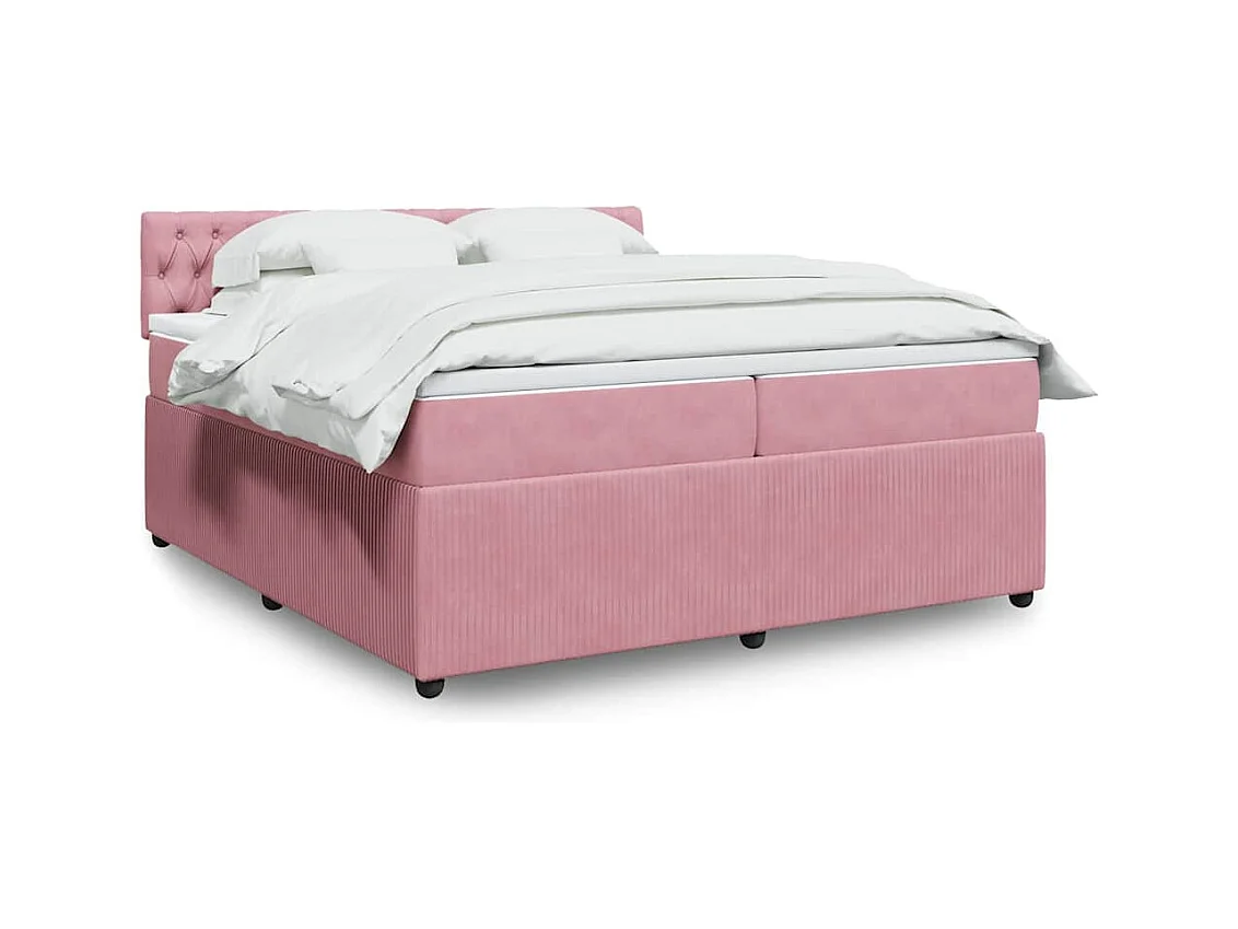 Boxspring met matras fluweel roze 200x200 cm