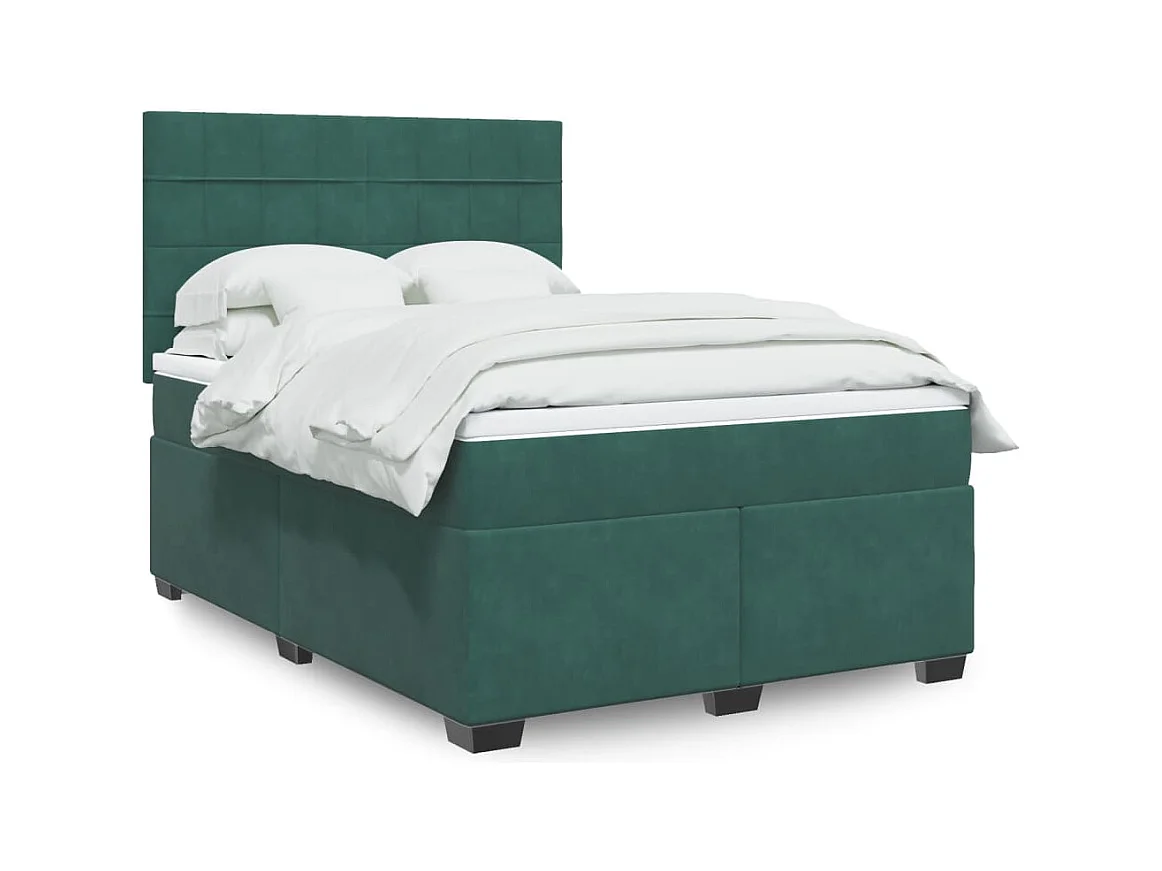 Sommier à lattes de lit et matelas Vert foncé 160x200cm Velours