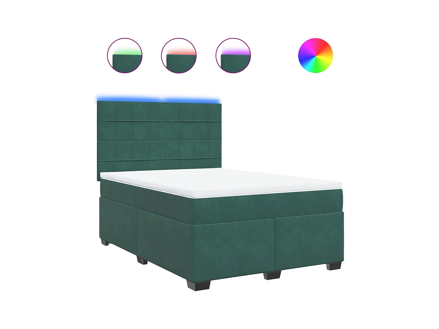 Sommier à lattes de lit et matelas Vert foncé 160x200cm Velours