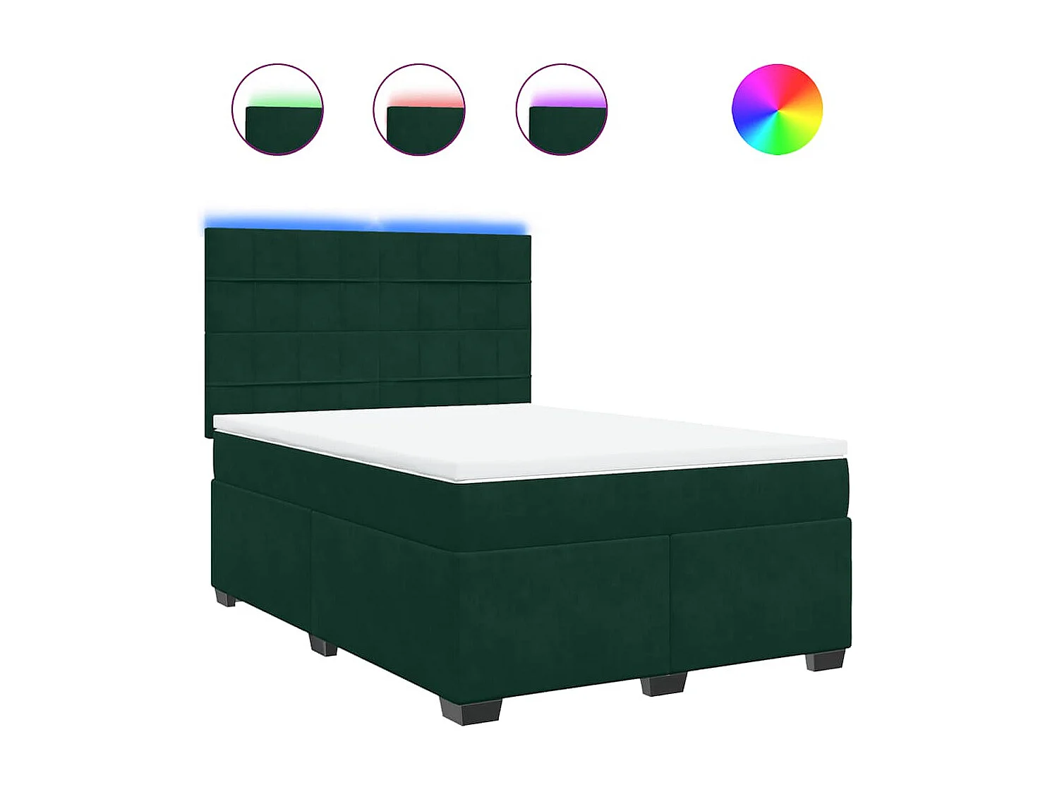 Sommier à lattes de lit et matelas Vert foncé 160x200cm Velours