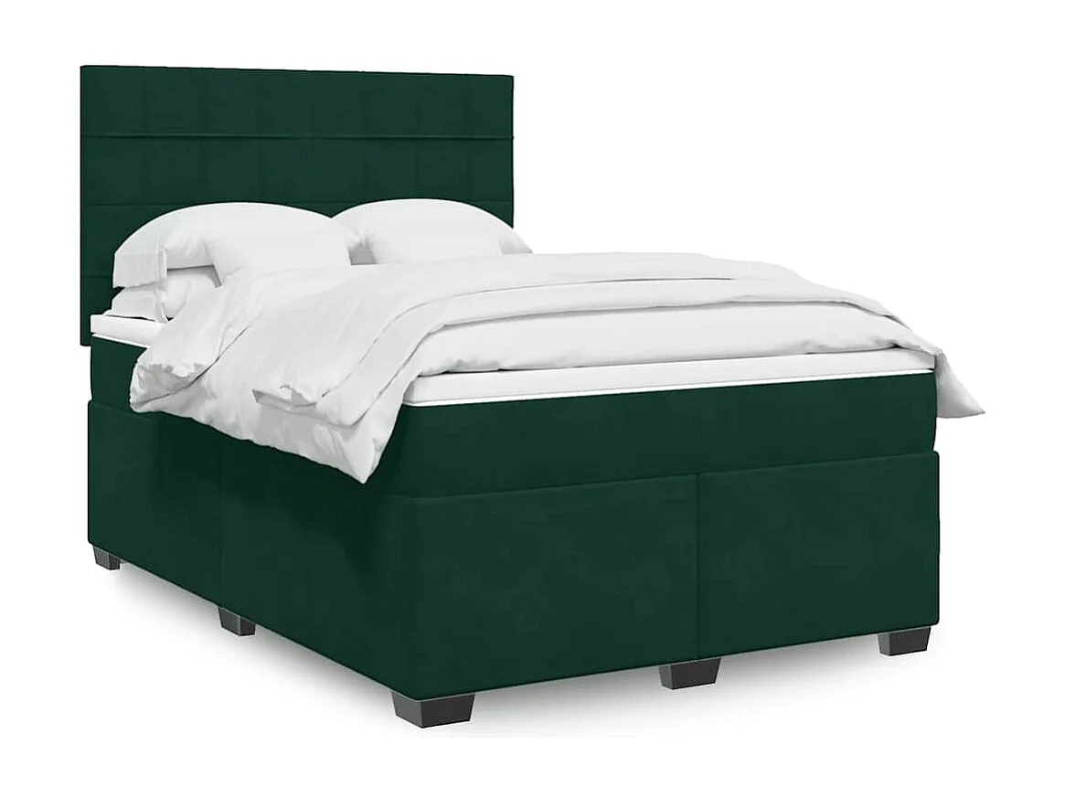 Sommier à lattes de lit et matelas Vert foncé 160x200cm Velours