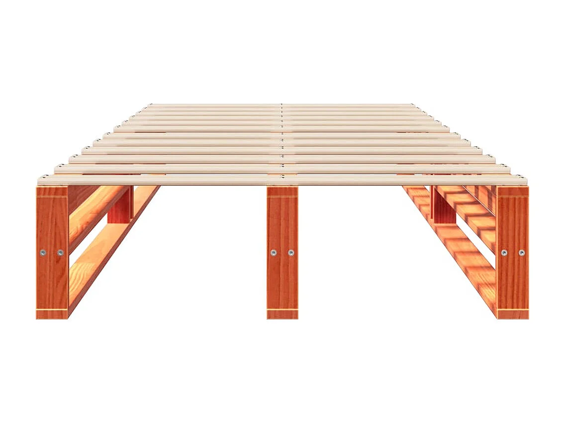 Bedframe zonder matras massief grenenhout wasbruin 90x190 cm