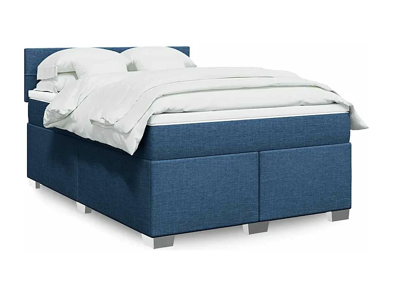 Boxspringbett mit Matratze Blau 140x190 cm Stoff