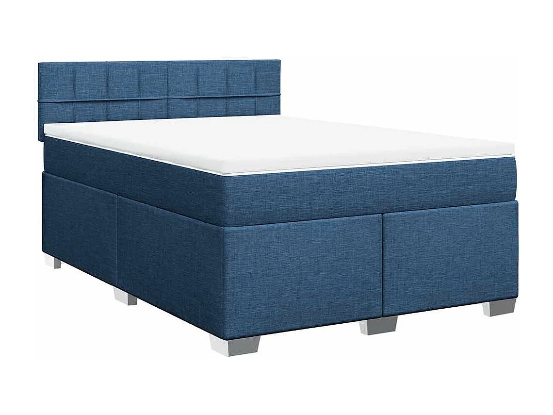 Boxspring met matras stof blauw 140x190 cm
